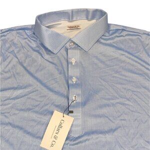 NWT Collars & Co Men's 3XL Relaxed Dress Collar Polo Shirt Blue White Gingham
